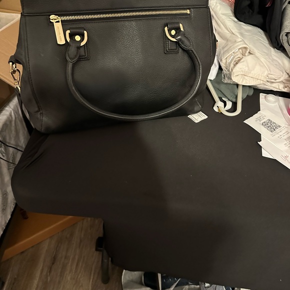Michael Kors Black Leather Shoulder Bag with Gold Accents. - Picture 1 of 14